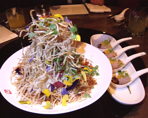 This Singapore slaw and raw fish from Shang is Chinese moderne. Photo: Steven Richter.